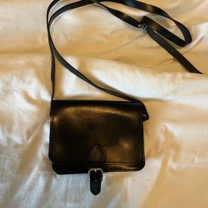 Handmade Black Leather Crossbody Bag